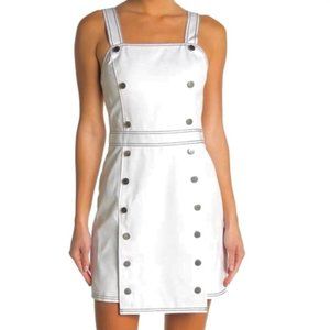 BLDWN White Denim Button Details Mini Strap Dress Sz S
